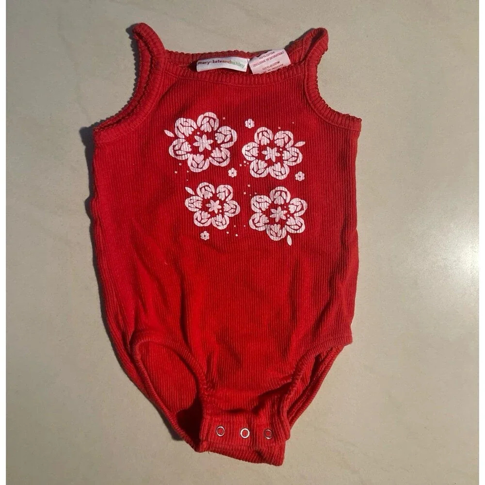Red Floral Onesie For Girls